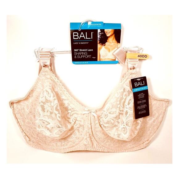 Bali Lace and Smooth Seamless Cup Underwire Bra 40D Taupe  NWT - Picture 2 of 7